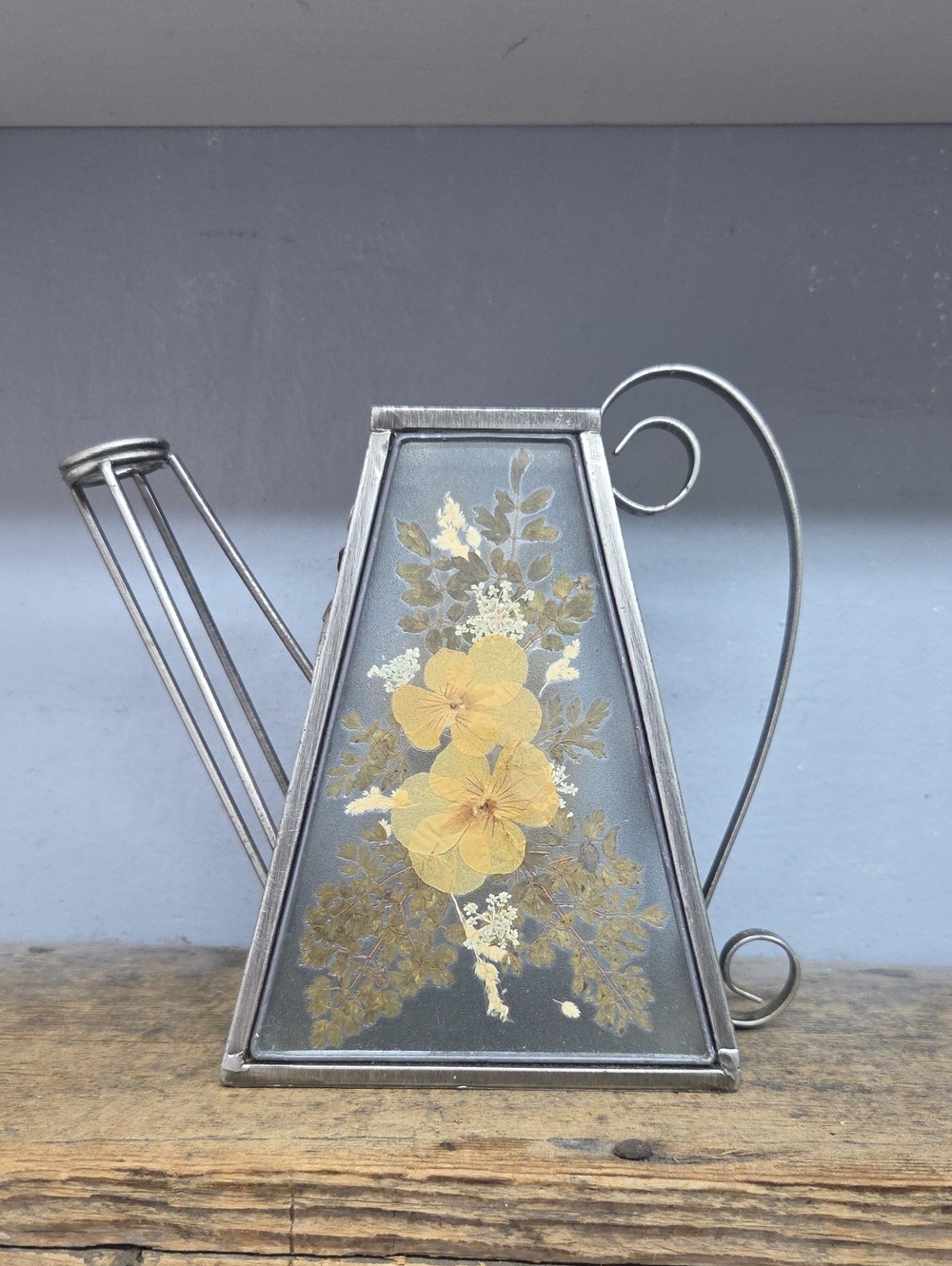 Vintage Pressed Flower Tea Pot Candle Holder